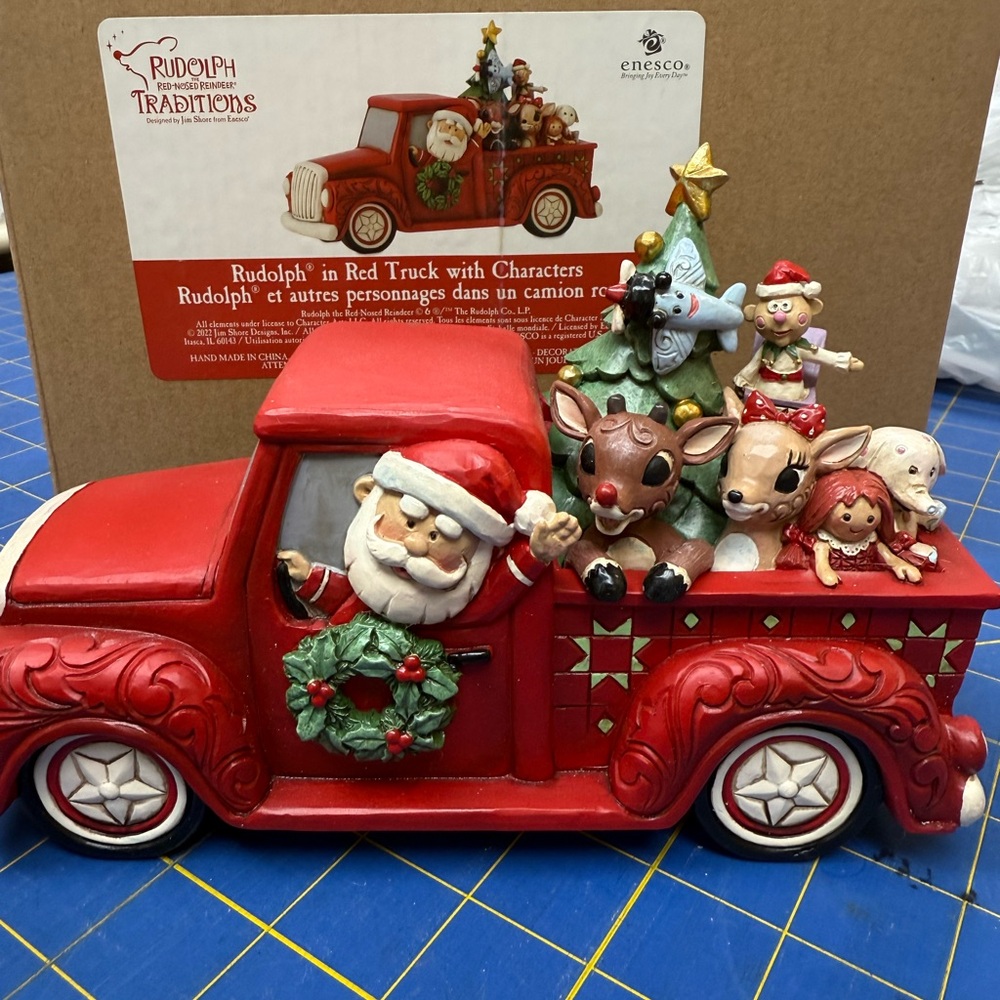 Rudolph in Red Truck with Characters by Jim Shore